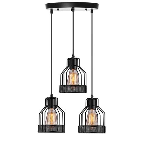 Industrial Pendant Lighting E27 Base Edison Metal Caged Vintage Hanging ...