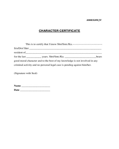 Sample Of Character Certificate For Students | The Document Template