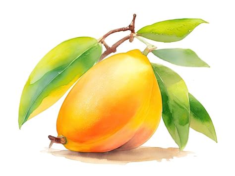 Premium AI Image | Mango Fruit Watercolor on white background ai generative