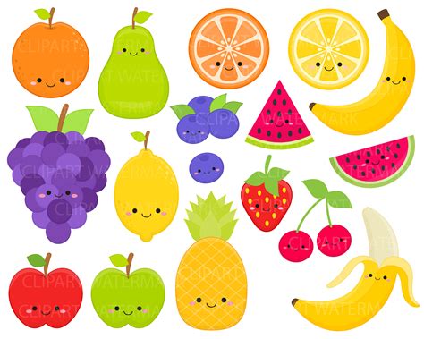 Kawaii Fruit Clipart Images