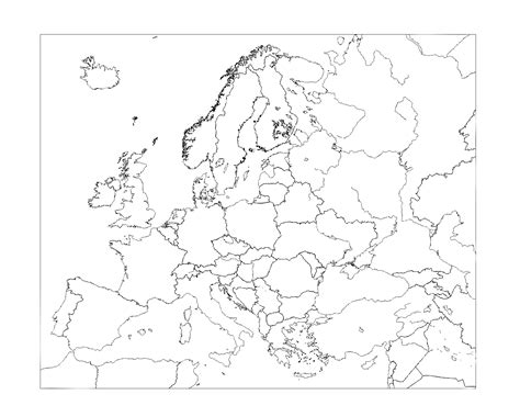 Mapa De Europa En Blanco Y Negro Mudo - Descargar Pdf