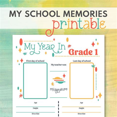 My School Memories Printable Back to School Digital Download School ...