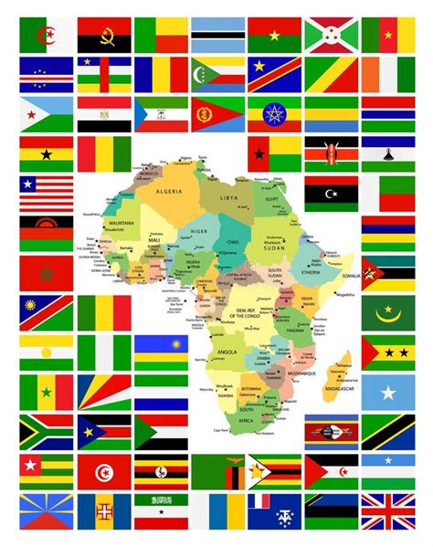 Vector Political Map Of Africa With All Country Flags Stock Vector Art Images