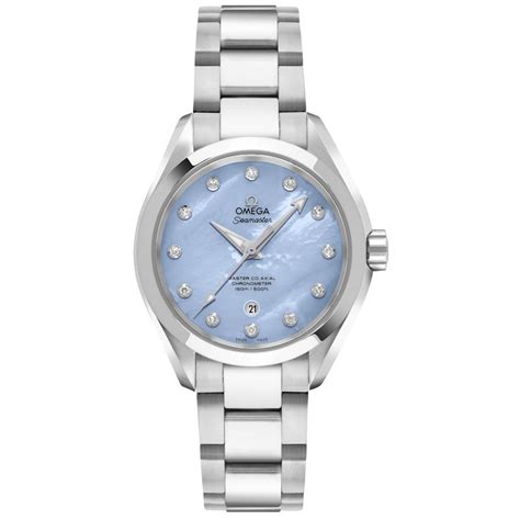 Omega Seamaster Aqua Terra Pearl Blue & Diamond Dial Women's Watch ...