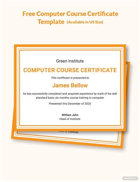 FREE Computer Certificate PDF - Template Download | Template.net