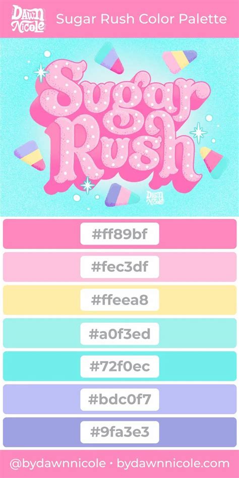 Sugar Rush Color Palette | Color palette challenge, Hex color palette, Color palette design