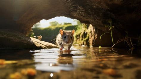 Premium AI Image | Dreamlike Imagery Rat In A Cave With Sunlight And Water