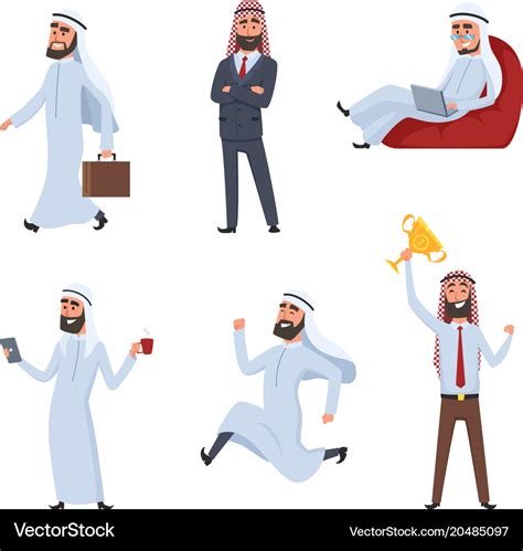 Cartoon characters set of arabic Royalty Free Vector Image