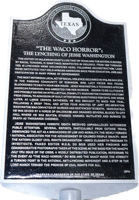 Historical Marker for Jesse Washington – Elisabeth Freeman