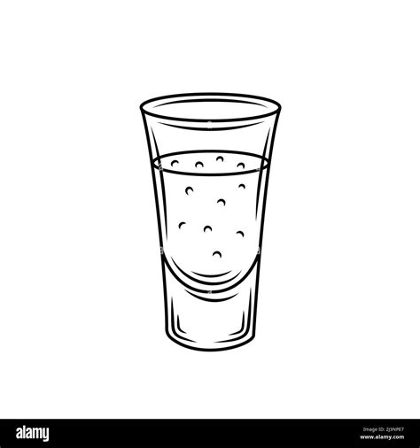 Tequila shot glass . Mexican alcohol drink vector drawing. Sketch of shot glass cocktail ...