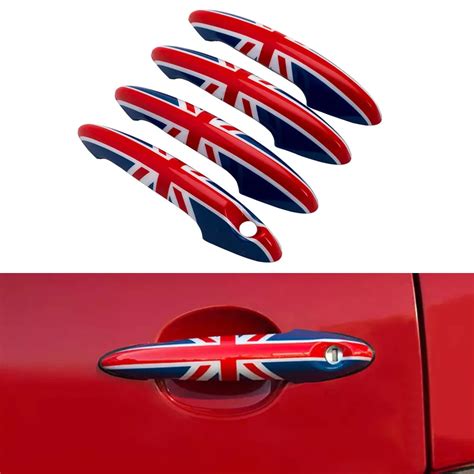 4Pcs/set Union Jack Door Handle Doorknob Cover Decoration Sticker For Bmw Mini Cooper JCW ...