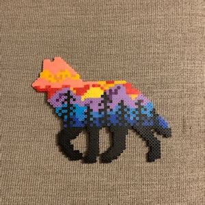 Forest Sunset Perler Bead Wolf - Etsy