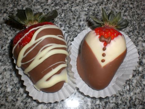 A close-up of my Chocolate Dipped Strawberries - drizzled and tuxedo ...