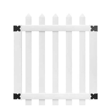 Veranda Glendale 3.5 ft. W x 4 ft. H White Vinyl Spaced Picket Fence Gate with 3 in. Pointed ...