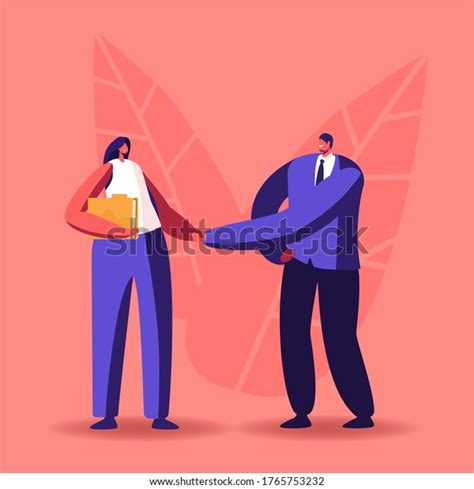Company Hiring Manager Welcoming New Employee. Business Man Character Greeting Applicant with ...