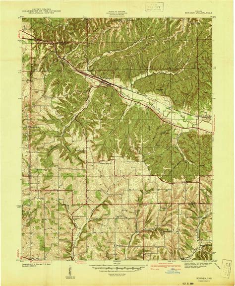 Classic USGS Borden Indiana 7.5'x7.5' Topo Map – MyTopo Map Store