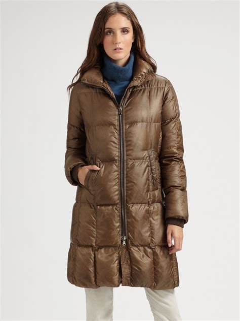 Theory Warley Puffer Coat in Brown | Lyst