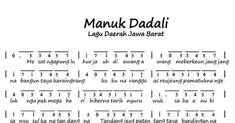 Not Angka Lagu Manuk Dadali - Lagu Daerah Jawa Barat | Pianika | Recorder | Keyboard | Suling