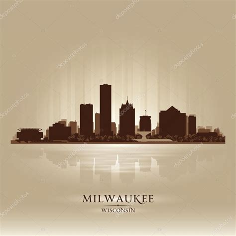 Milwaukee Wisconsin city skyline silhouette — Stock Vector ...