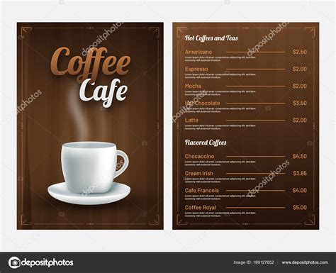 Menu card design for cafe | Coffee Cafe Menu Card design with front and back page view. — Stock ...