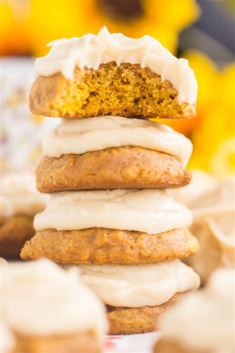 Pumpkin Cookies with Brown Butter Icing - The Gold Lining Girl