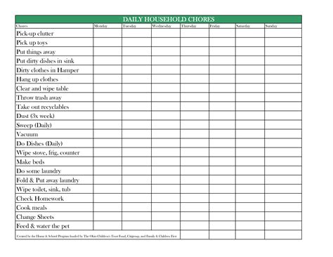 Family chore charts, Printable chore chart, Chore chart template