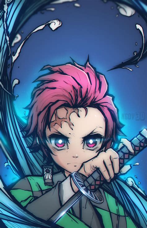 Tanjiro Fanart (IG/Twitter @Ngov3D) : r/KimetsuNoYaiba