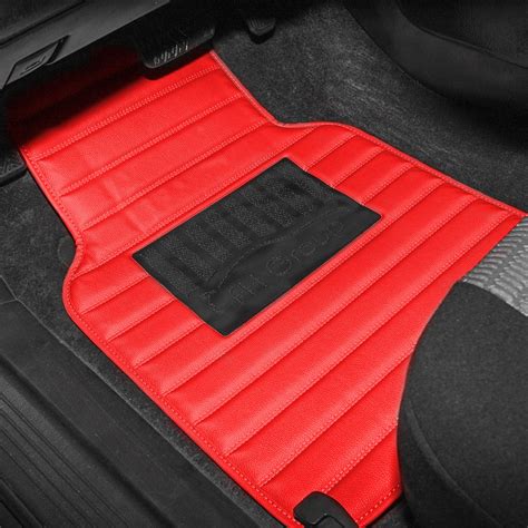 FH Group Universal Leather Car Floor Mats for Car SUV Van Anti Slip Backing Red - Walmart.com ...