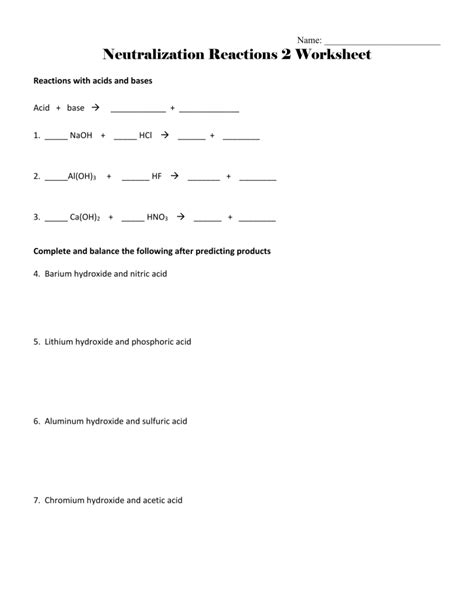 Neutralization Reaction 2 WS