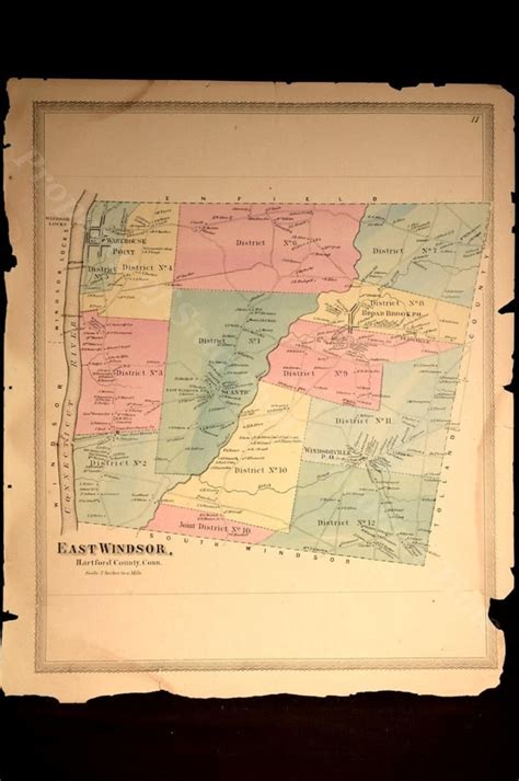 Antique East Windsor Connecticut Map by VintageBooksPaper on Etsy