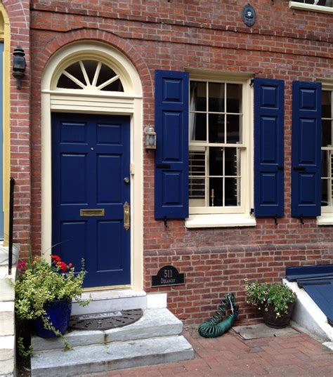 Image result for navy blue front doors | Exterior house colors, House paint exterior, Exterior brick