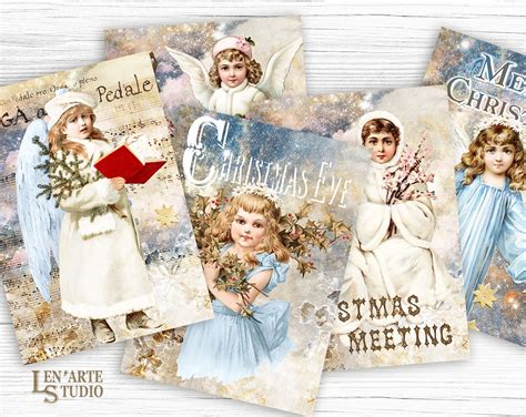 Christmas Angels Card Set, Vintage ATC Cards, Christmas Journal ...