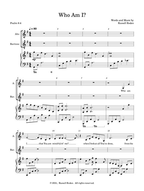 Who Am I? by Russell Roden Sheet Music for Piano & Vocal at Sheet Music ...