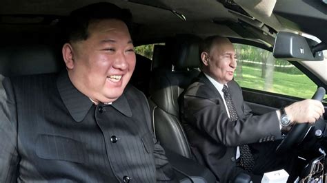 Putin and Kim seen laughing in Russian-made Aurus limousine after ...