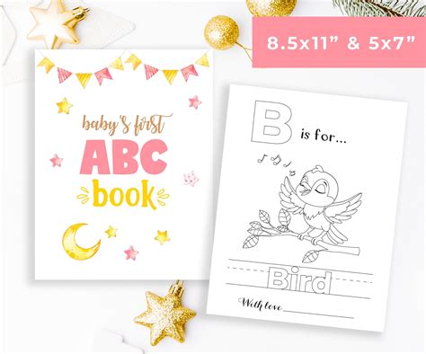 Baby's First ABC Book, Twinkle Twinkle Little Star Baby Shower, Coloring Alphabet Book, Pink ...