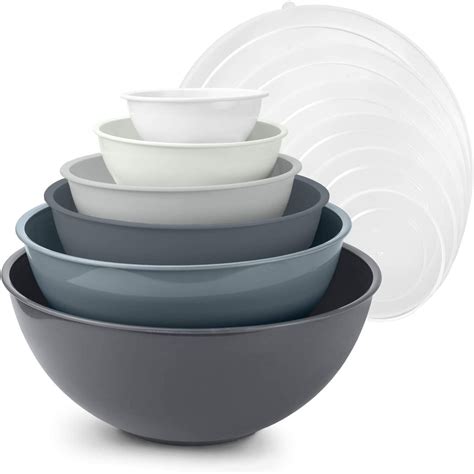 Cook with Color 12 Piece Plastic Mixing Bowls Set with Lids (Gray) - Walmart.com - Walmart.com