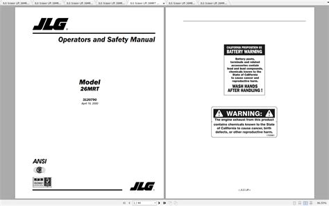 JLG Scissor Lift 26MRT Operation, Service & Parts Manuals