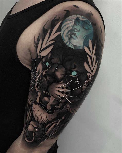 Dark Lion Tattoo on Shoulder - Best Tattoo Ideas Gallery