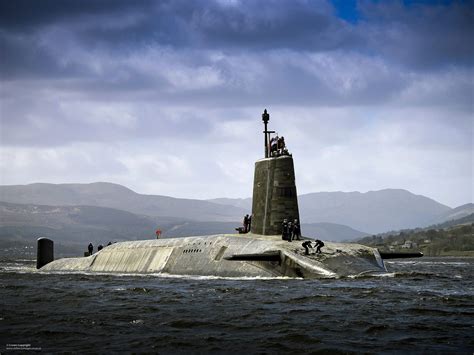 Royal Navy Vanguard Class submarine HMS Vigilant returning to HMNB ...