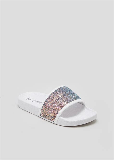 Girls Glitter Sliders (Younger 10-Older 5) – Silver | Little ...