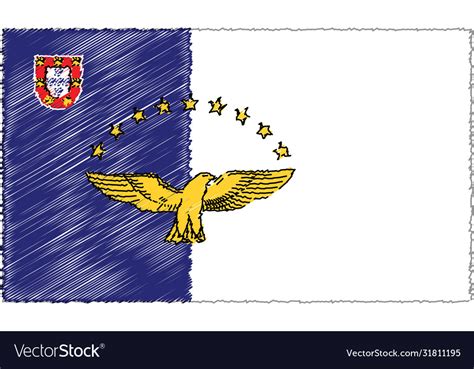 Sketch style azores flag Royalty Free Vector Image