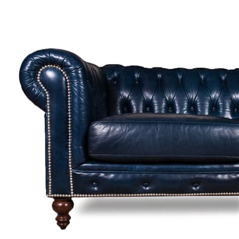 Luxurious Navy Blue leather Chesterfield Sofa Decor NYC Store | Leather chesterfield sofa, Blue ...