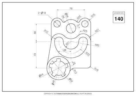 2D CAD EXERCISES 140 - STUDYCADCAM Isometric Drawing Exercises, Tom Mitchell, Geometric ...