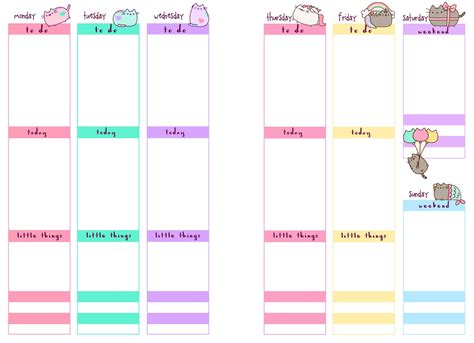 PB and J Studio: Free Printable Planner Inserts | Pusheen Inspired | Week on 2 Pages | A5 and A6