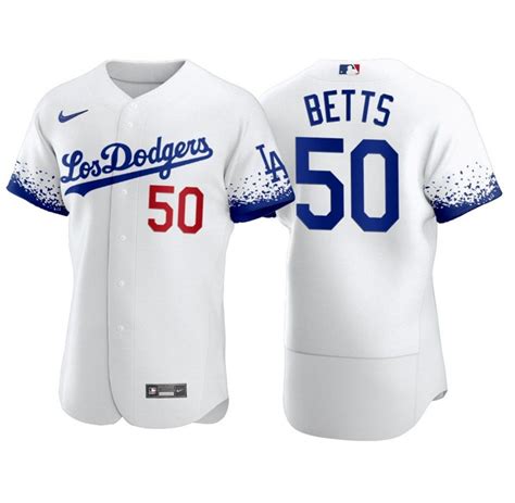 Dodgers 50 Mookie Betts White 2021 City Connect Flexbase Jersey