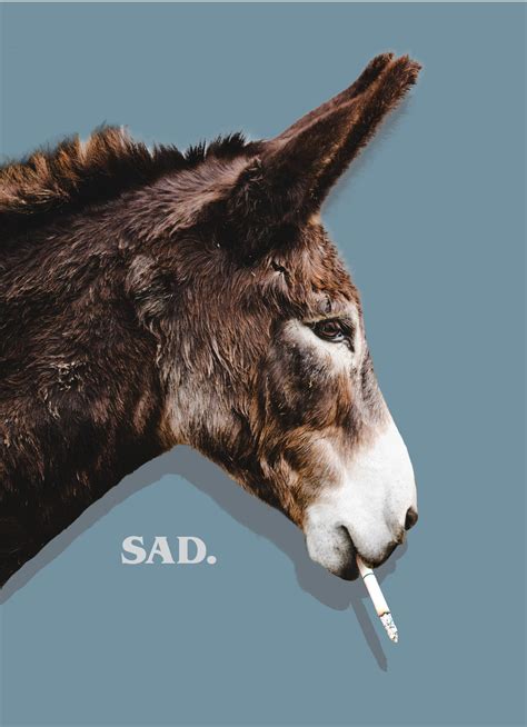 Sad Donkey With Cig 5x7 Art Print Funny Art Humor Art | Etsy