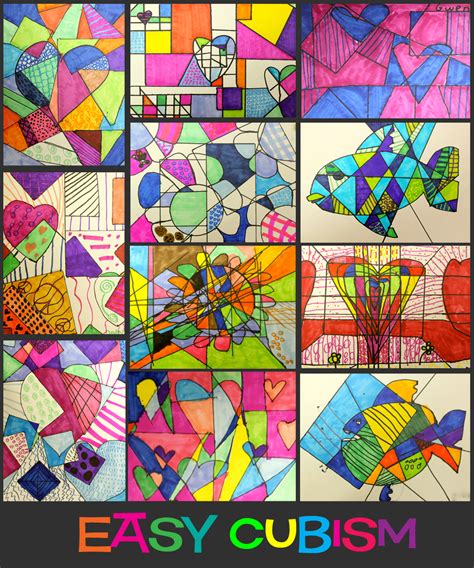 Easy Cubism Art Activities - Deep Space Sparkle