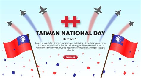 Taiwan national day background with flags and acrobatic jetplanes ...