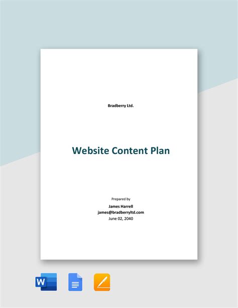 Website Content Plan Template in Word, Google Docs, Pages - Download ...