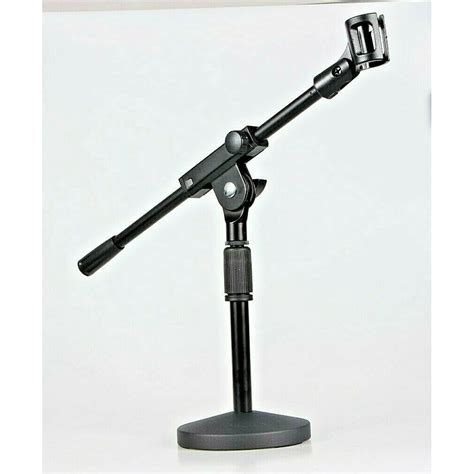 Small Adjustable Table Boom Microphone Stand Round Base & Universal Mic Clip - Walmart.com ...